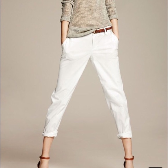 American Eagle white embroidered chino pants